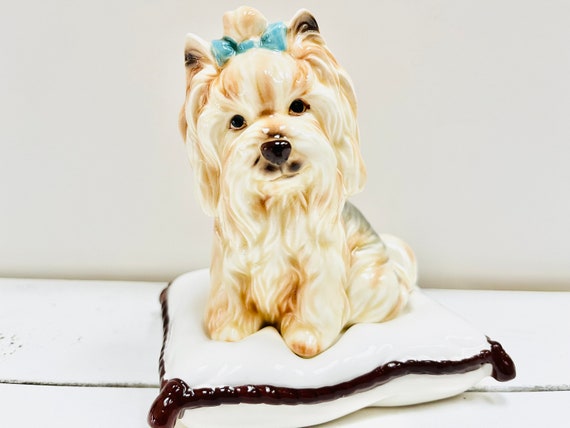イタリア製 ヴィンテージ*陶磁器 ヨークシャーテリア フィギュリン*犬
