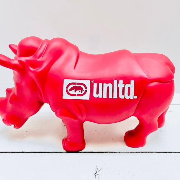 Vintage Ecko Unlimited Brand Name Red Rhino 12" Vinyl Figure Store Display Statue unltd. Promotional Decor Rhinoceros Large