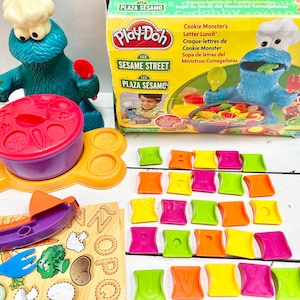 Juguete de plastilina con letras del Monstruo de las Galletas, Monstruo del Almuerzo, Alfabeto de Plaza Sésamo, Juguete para niños, Raro, No completo, DEFECTOS LEER