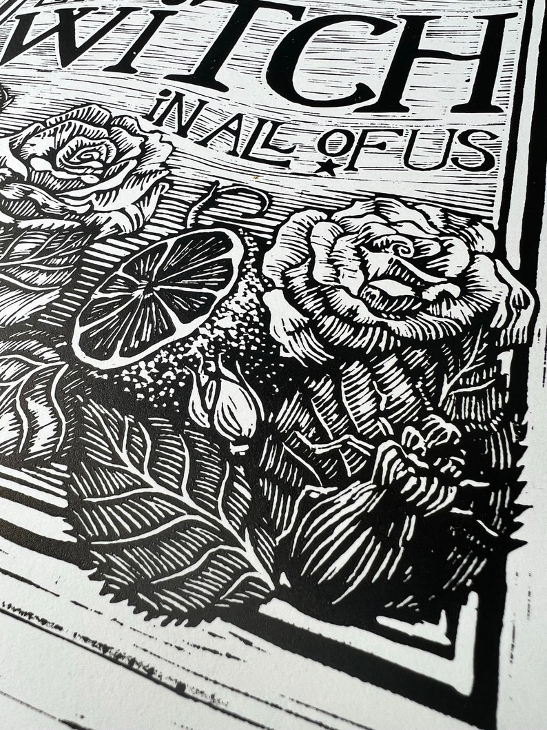 There's a Little Witch in All of Us - Practical Magic - A4 Lino Print ...