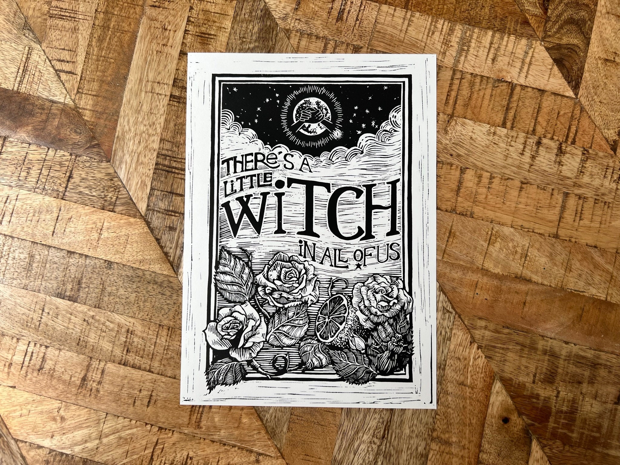 There's a Little Witch in All of Us - Practical Magic - A4 Lino Print ...