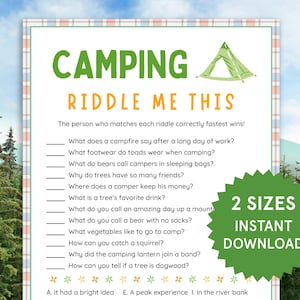 Camping Riddle Me This Camping Games Camping Jokes Dad Camping Activities for Kids Camping Birthday Party Summer Camp Games Campfire Games