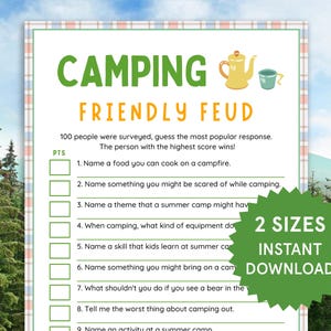 Camping Friendly Feud Camping Family Feud Camping Activities for Kids Camp Party Dad Camping Games Top Answers Camping Trivia Summer Games