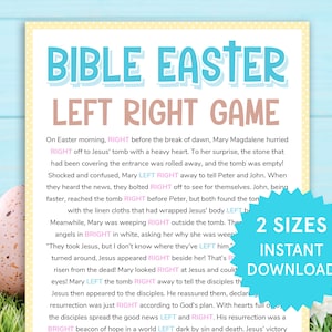 Bible Easter Left Right Game Easter Story Sunday School Church Activities for Kids Easter Bible Study Game Gift Exchange Game Pass the Prize