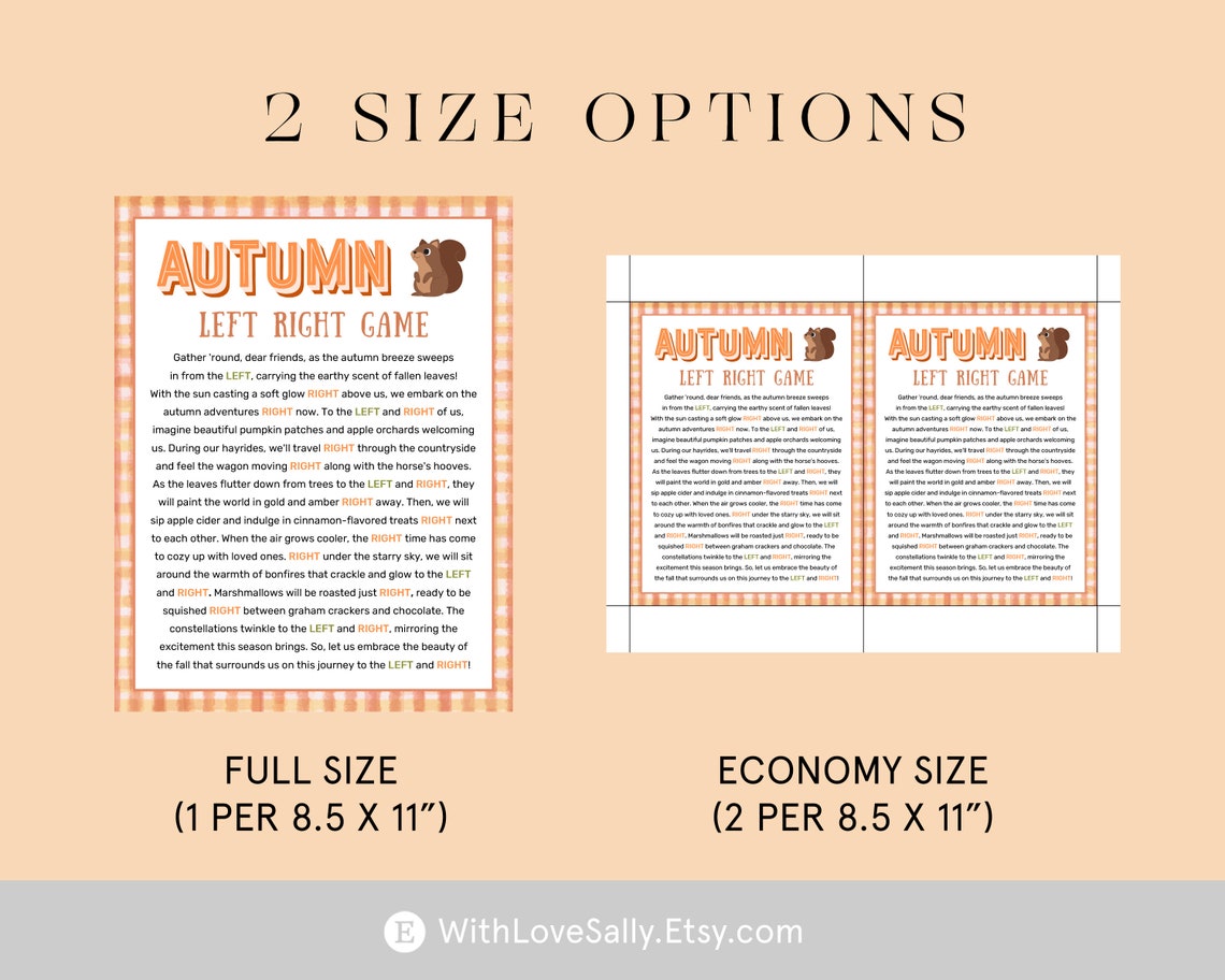 Fall Left Right Game Left Right Poem Fall Family Reunion Gift Exchange ...