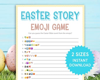Bibel Ostern Emoji Piktionative Kirche Osteraktivitäten für Kinder, Erwachsene Bibel Emoji Spiele Druckbares Kinder Sonntagsschulbibelstudienspiel