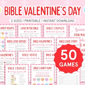 Bible Love Stories Game Bundle Church Games for Kids Ministry Printable Bible Study Games Fun Christian Valentines Bible Games for Adults