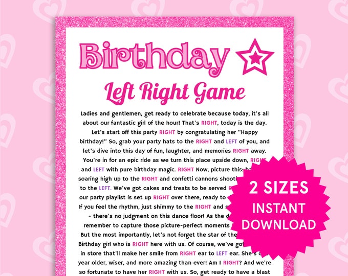 Printable Shower Game: Left Right Game Instant Download Pink Floral - Etsy