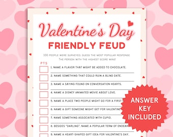 Valentinstag Freundschaftsspiel Valentinstag Party Quiz Spiel für Kinder, Familie, Freunde Valentinstag Familienfehde Spaß Galentines Tag Fehde Spiel