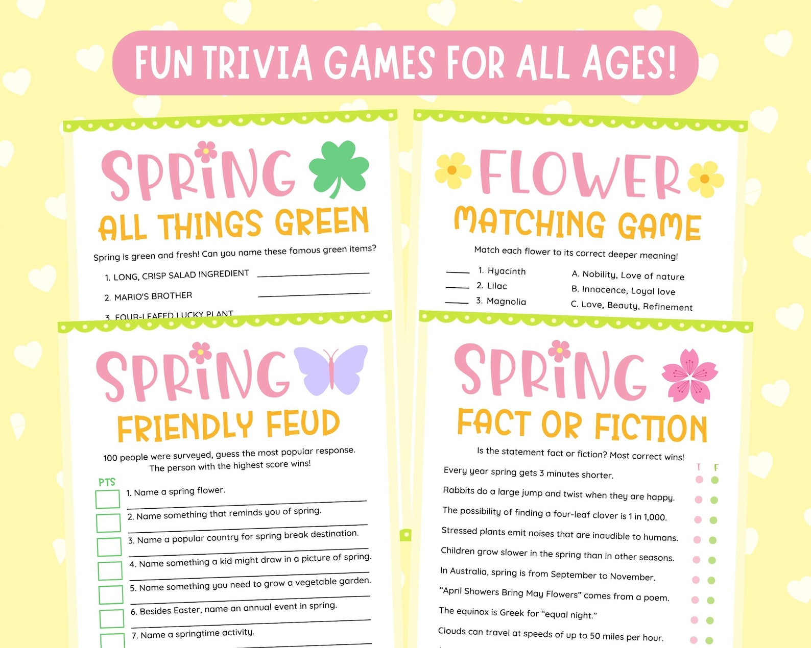 Spring Game Bundle | Fun Spring Party Games for Kids, Adults, Family ...