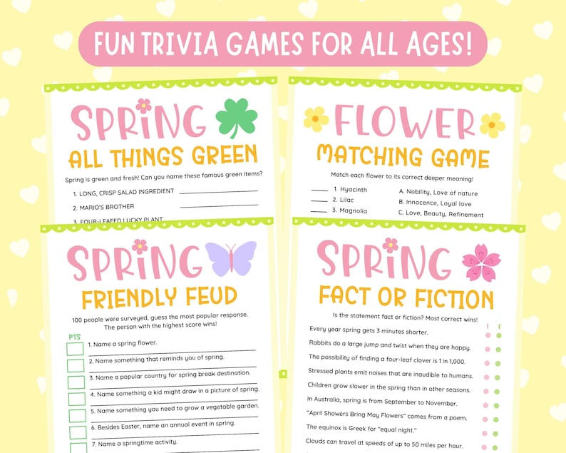 Spring Game Bundle | Fun Spring Party Games for Kids, Adults, Family ...