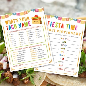 Pakiet gier imprezowych Taco Gry Taco dla dzieci Gry Fiesta Przyjęcie urodzinowe Fiesta biurowa Impreza meksykańska Zajęcia Fiesta Rodzinny Taco Wtorek zdjęcie 4