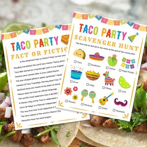 Pakiet gier imprezowych Taco Gry Taco dla dzieci Gry Fiesta Przyjęcie urodzinowe Fiesta biurowa Impreza meksykańska Zajęcia Fiesta Rodzinny Taco Wtorek zdjęcie 3