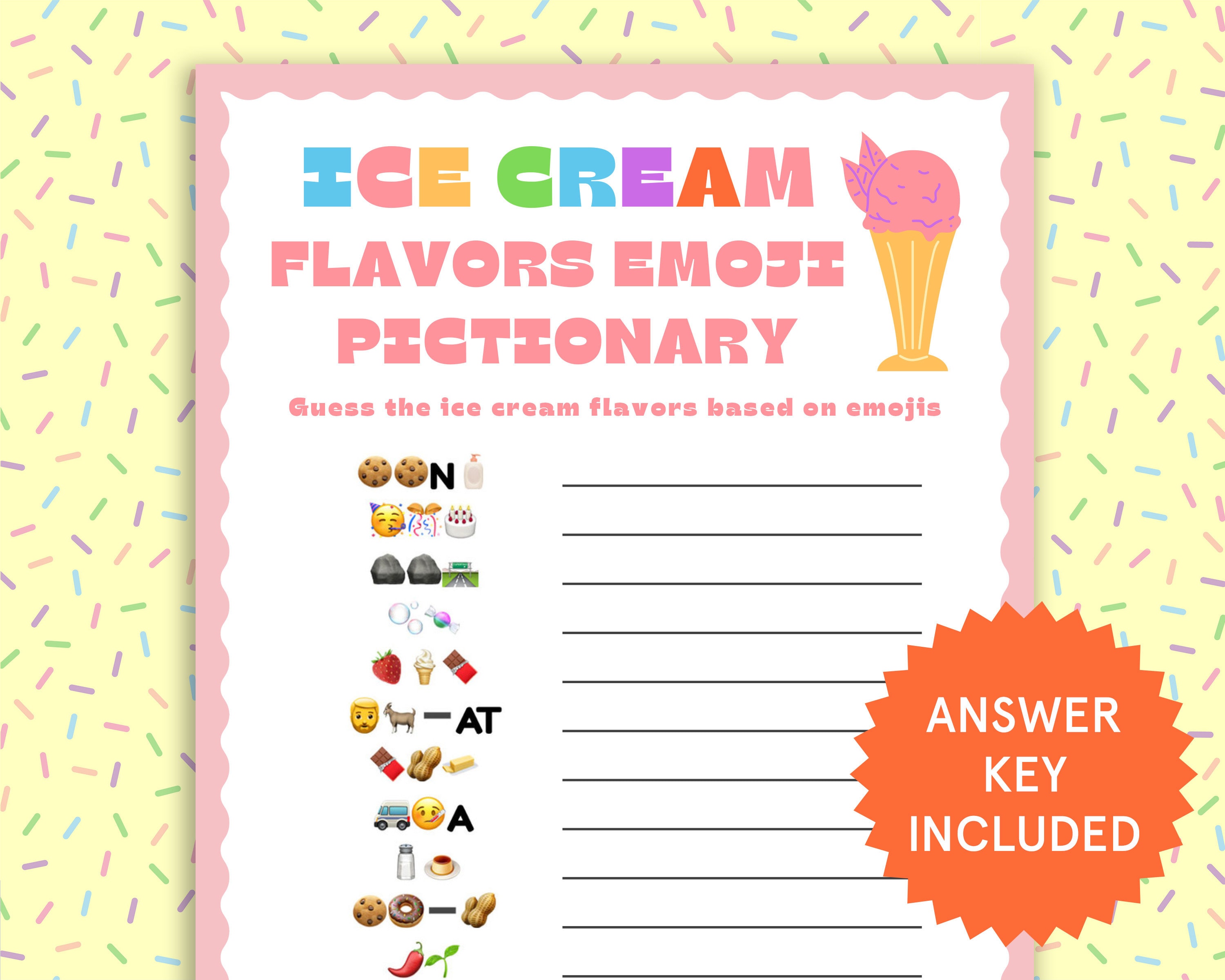 Ice Cream Flavors Emoji Pictionary Ice Cream Party Games Summer