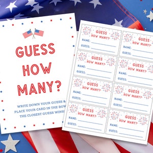 Americana Baby Shower Guess How Many Candies In The Jar Patriotic Game 4th of July Guess How Many Fourth of July Games 4th of July Party