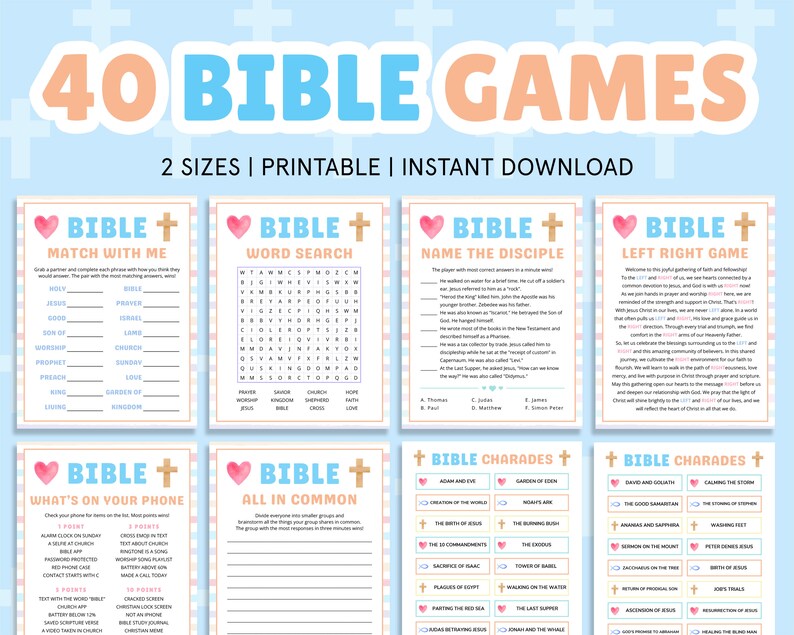 Bible Game Bundle Church Bible Games for Kids, Teens, Adults Christian ...