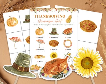 Thanksgiving Scavenger Hunt | Thanksgiving Treasure Hunt | Fun Thanksgiving Party Games for Kids | Turkey Day Classroom Party | Turkey Hunt