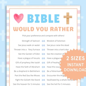Bible Would You Rather Bible Games Sunday School Activities Bible Study Games for Kids Ministry Printable Youth Group Womens Ministry Games