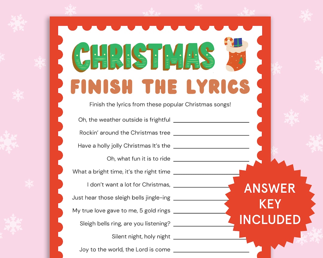 Christmas Finish the Lyrics Christmas Songs Trivia Game Christmas ...