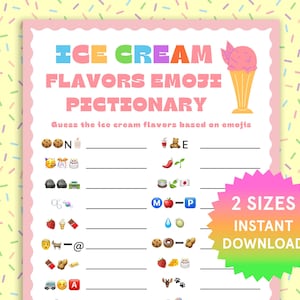 Gusti di gelato Emoji Pictionary Giochi per feste di gelato Attività estive per bambini Giochi di compleanno Giochi estivi stampabili Gelato Social