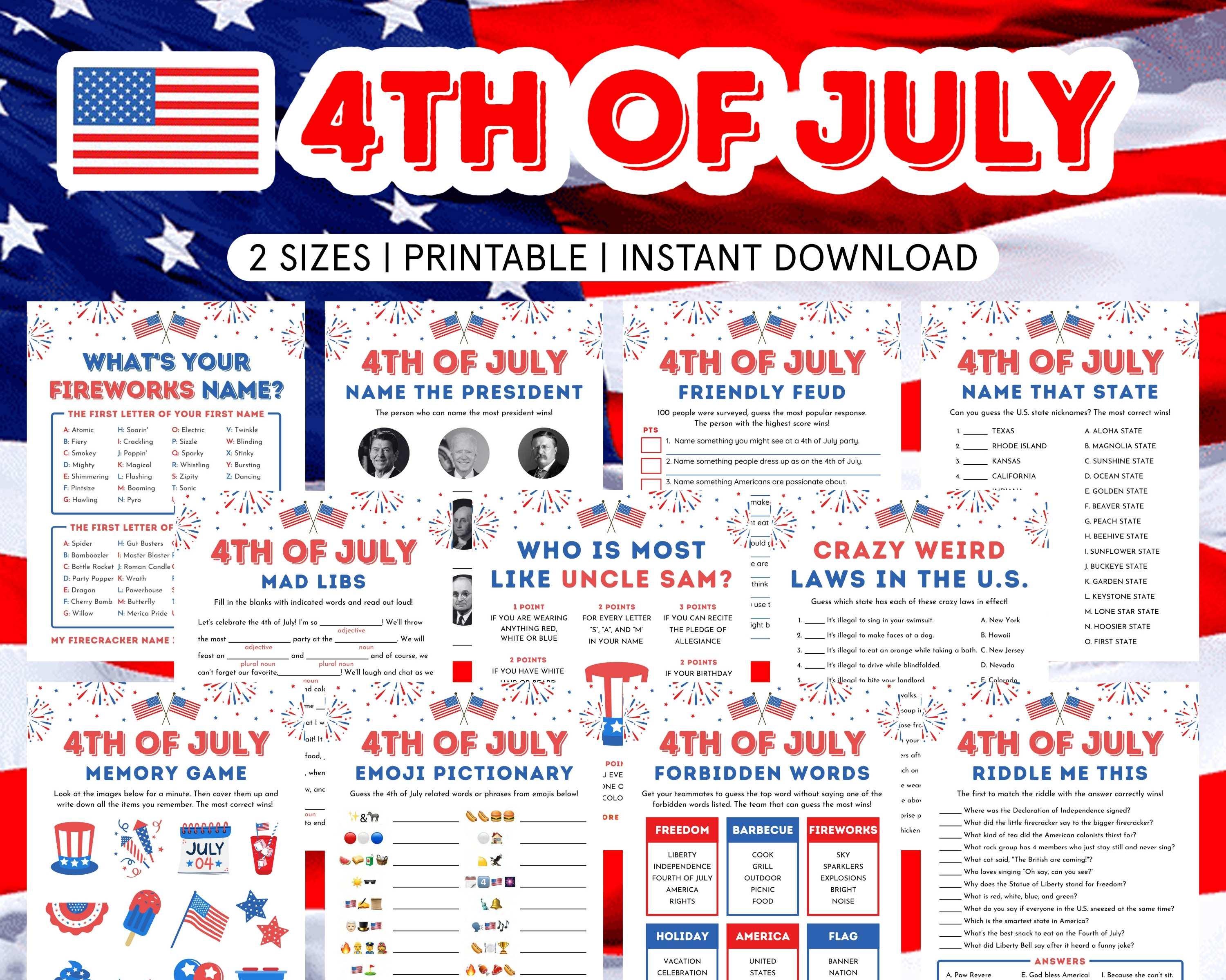 4th of July Games MEGA Bundle Fourth of July Party Games 4th of July ...