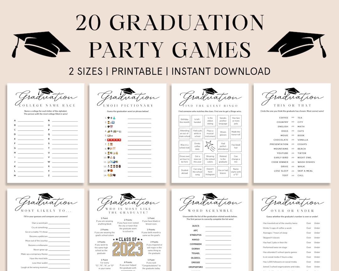 Graduation Party Game Bundle Graduation Games Class of - Etsy
