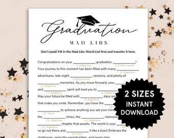 Graduation Mad Libs Graduation Party Games Graduation Mad Libs Class of 2025 High School Abschluss Printable College Abschlussfeier Party Spiel