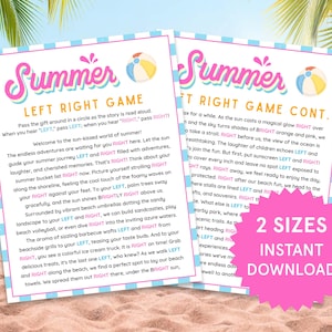 Sommer links rechts Spiel Sommerspiele für Kinder, Familie Sommer links rechts Gedicht Geschenk Austausch Spielpass der Preis Sommeraktivitäten druckbar