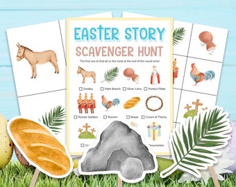 Juego de búsqueda del tesoro de Pascua con la Biblia Actividades de Pascua para niños en la iglesia Búsqueda del tesoro de Pascua cristiana Estudio bíblico de Pascua Juegos de escuela dominical