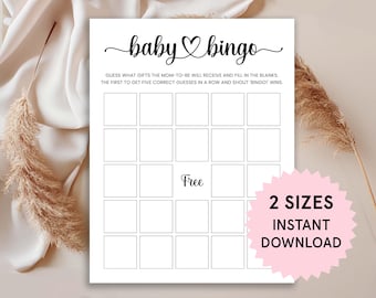 Bingokaarten voor babyshower Bingospel voor baby's Bingokaarten voor babyshowers Modern minimalistische babyshowergames Afdrukbaar Genderneutraal babyshower