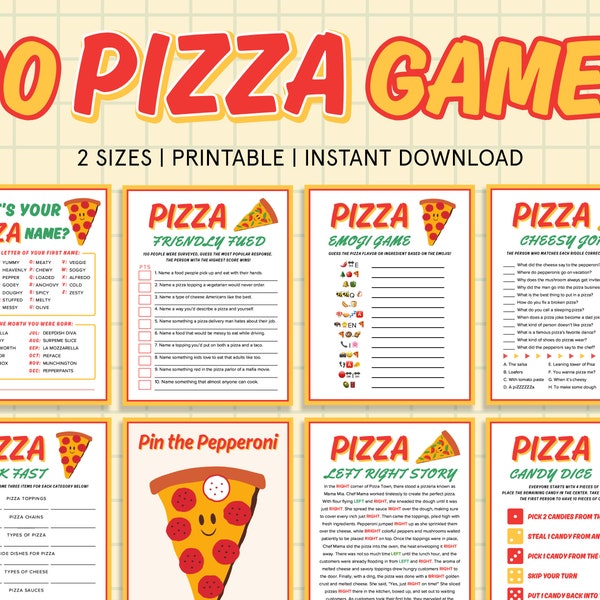 Pizza Party Game Bundle Pizza Birthday Party Games for Kids Adults Classroom Pizza Party Printable Fun Family Pizza Night Game Pizza Craft