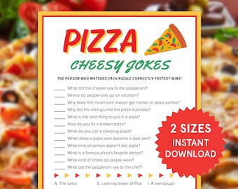 Pizza Riddle Me This Game Printable Pizza Party Games for Kids Adults Classroom Pizza Themed Birthday Games Family Game Night Pizza Crafts
