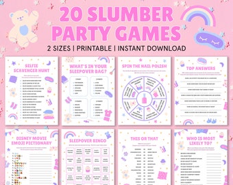 Slumber Party Game Bundle | Sleepover Games | Pink Birthday Party | Teen Sleepover Games | Tween Teens Party | Digital Download | Printable