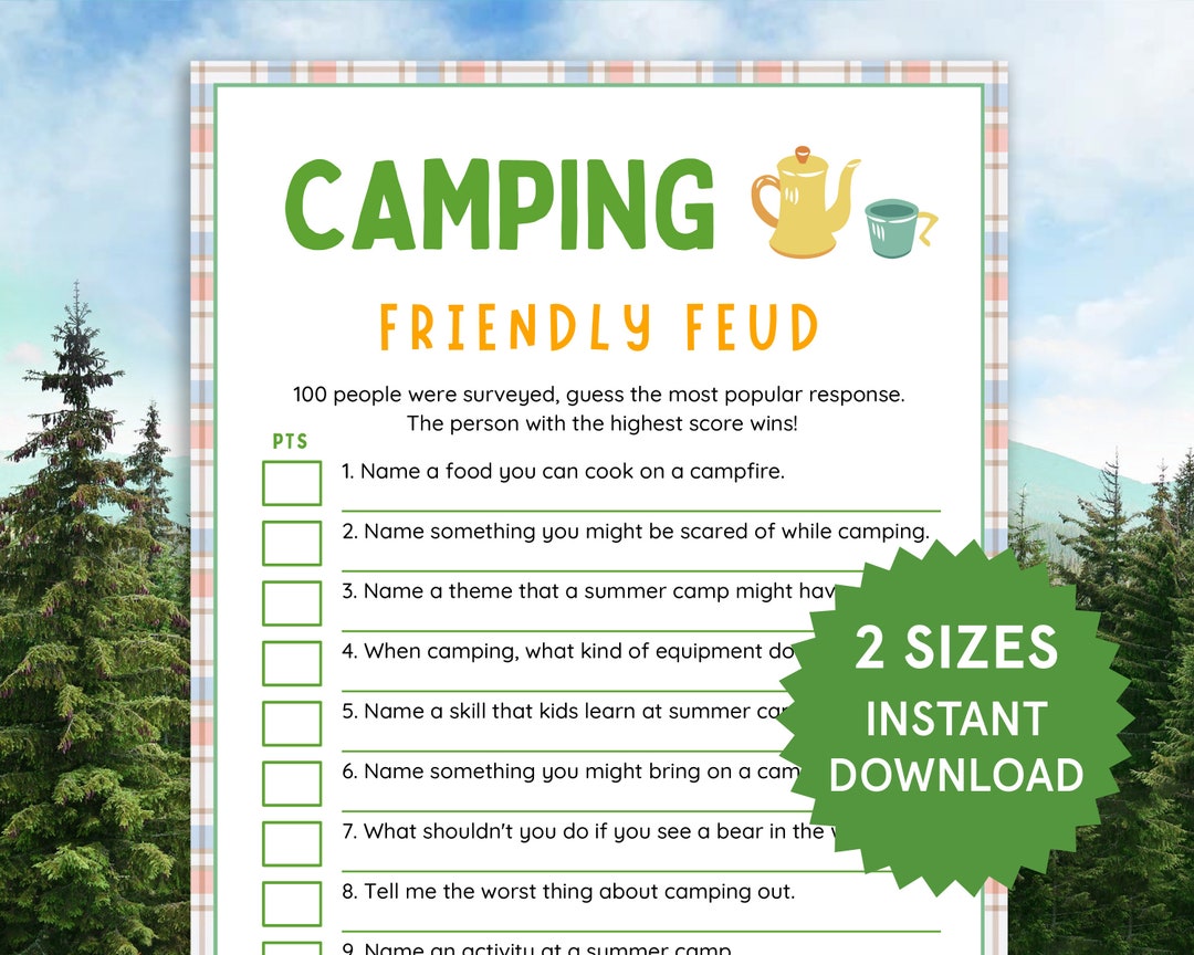 Camping Friendly Feud Camping Family Feud Camping Activities for Kids