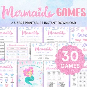 Mermaid Party Game Bundle Girls Birthday Games Mermaid Themed Party Tween Mermaid Activity for Kids Under the Sea Party Printable Pool Party