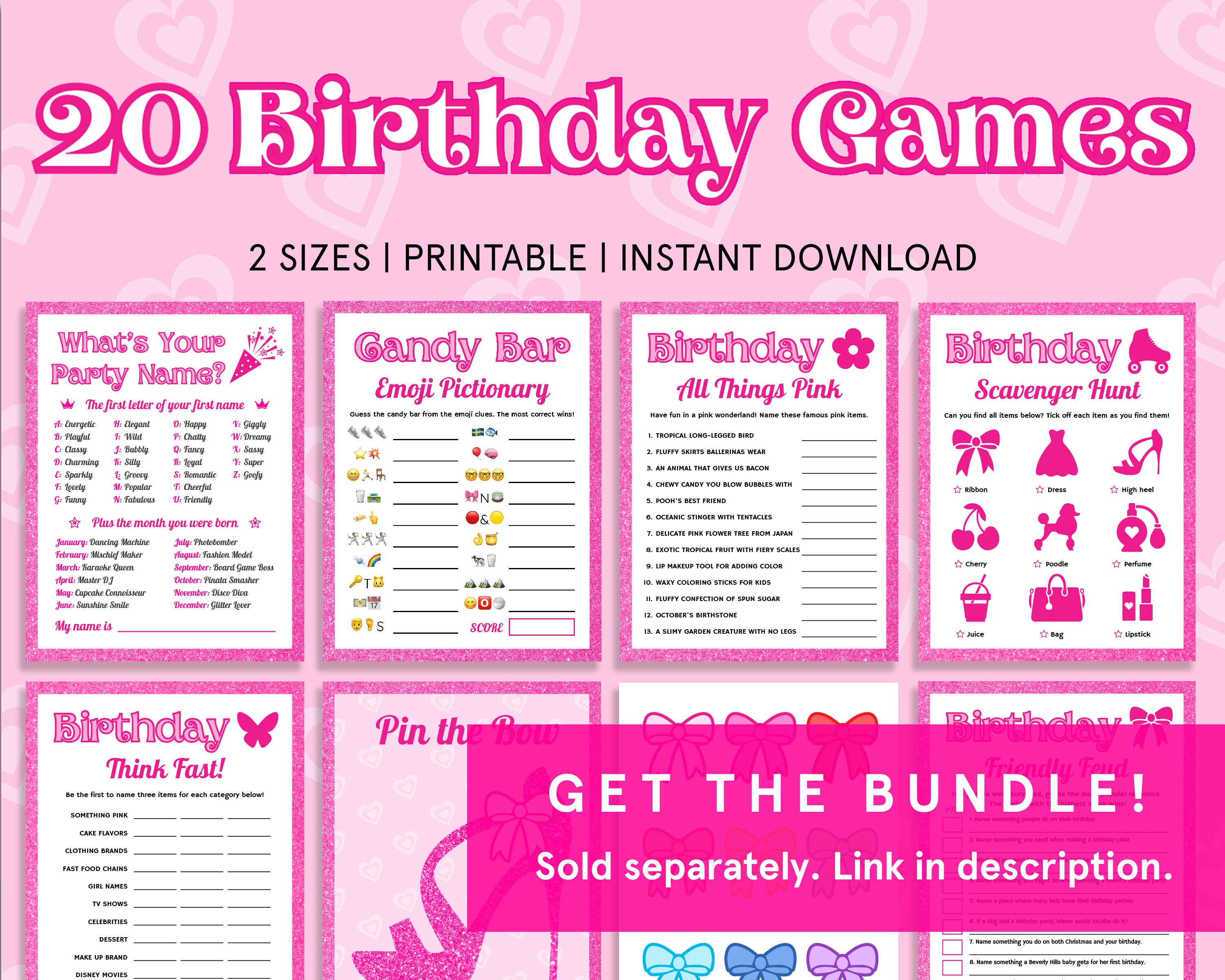 Cake Emoji Pictionary Pink Birthday Games Pink Bridal Shower Party ...
