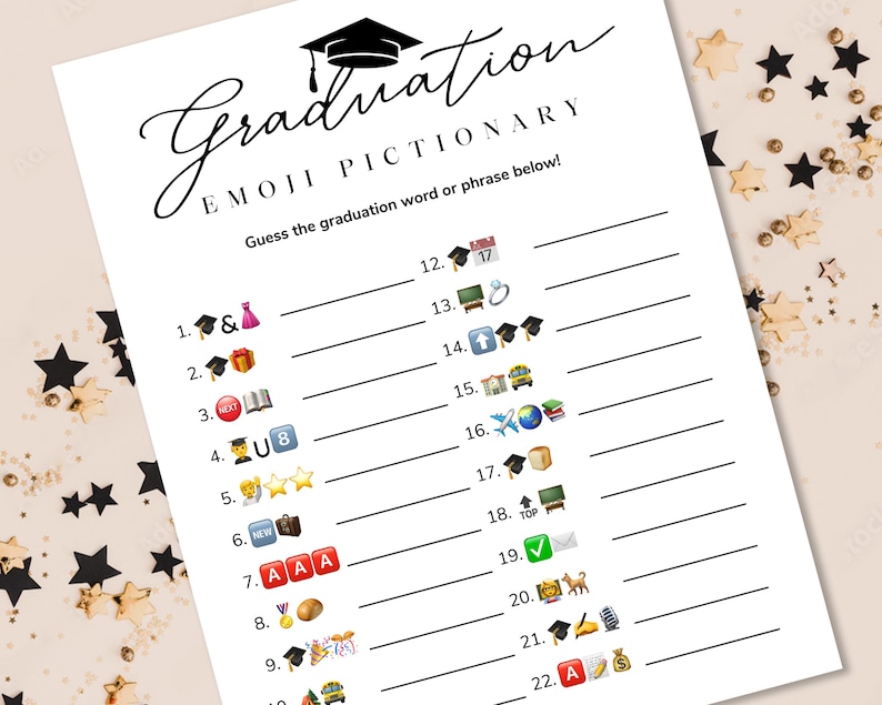 Graduation Emoji Pictionary Graduation Party Games High School ...