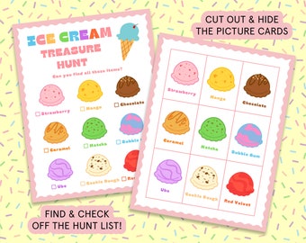 Ice Cream Treasure Hunt Ice Cream Party Games Birthday Party Kids Summer Activities for Kids Birthday Indoor Scavenger Hunt Fun Summer Games