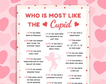 ¿Quién se parece más a Cupido? Juegos de San Valentín para niños y adultos Juego grupal para romper el hielo Juego de trabajo del día de Galentines Actividades de San Valentín