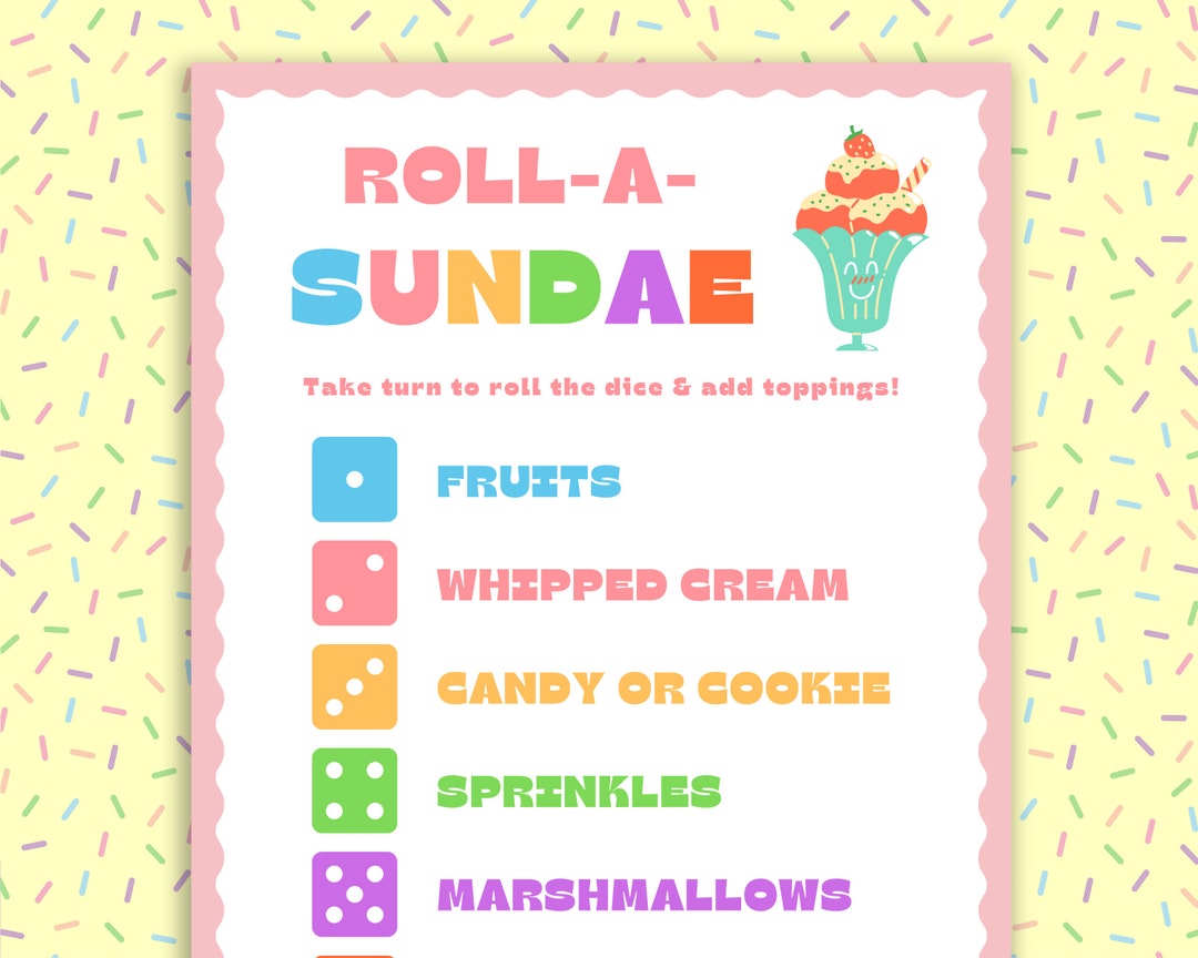 Rollasundae Game Roll A Dice Game Summer Games Beach Party Pool Party