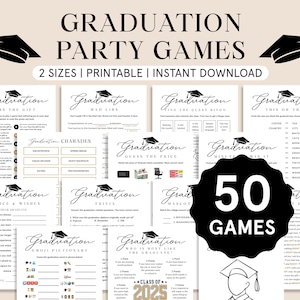 Abschlussfeier Spiel Bundle Abschlussfeier Klasse von 2025 Abschlussspiele Printable High School Abschluss 2025 College Abschluss Bingo