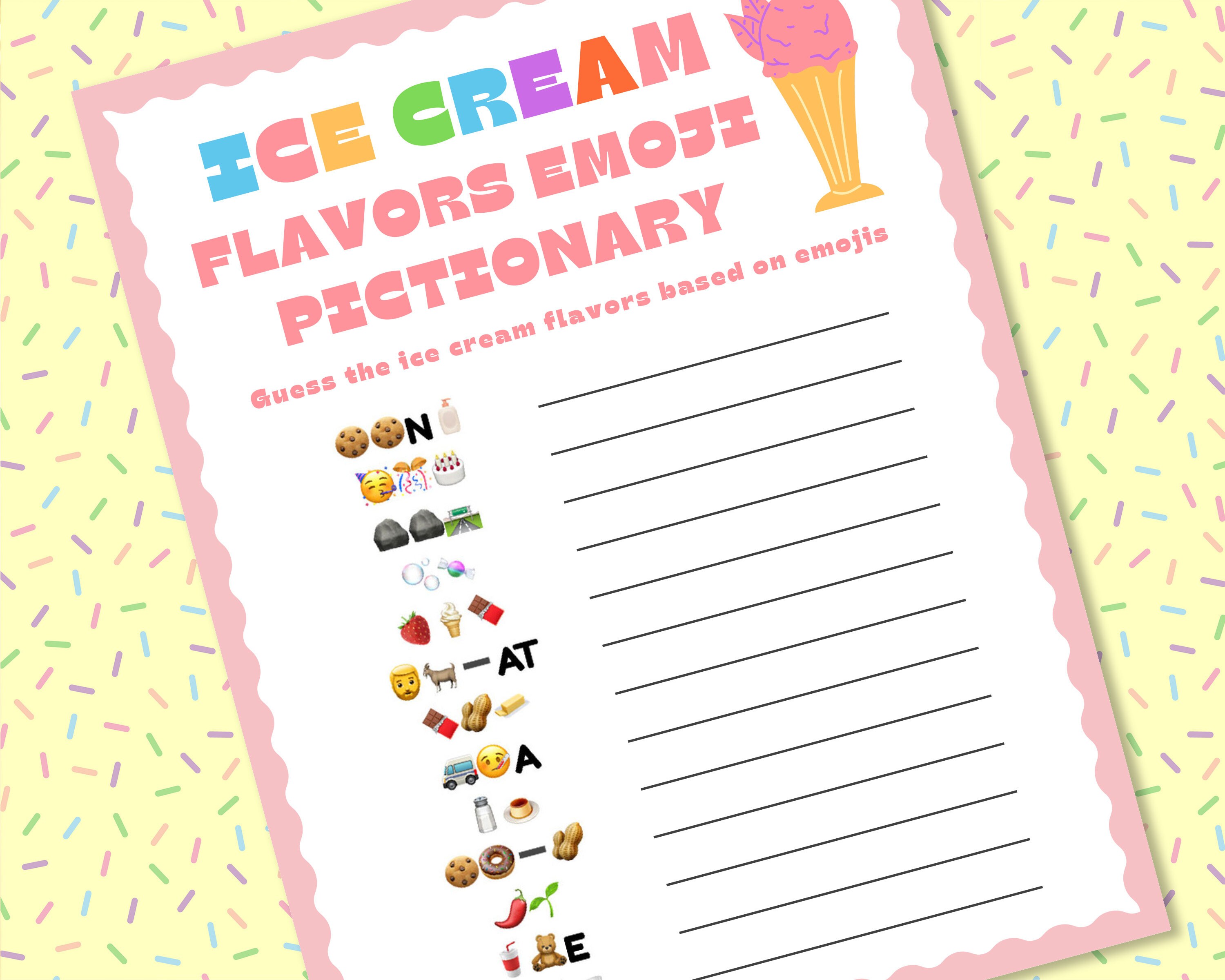 Ice Cream Flavors Emoji Pictionary Ice Cream Party Games Summer
