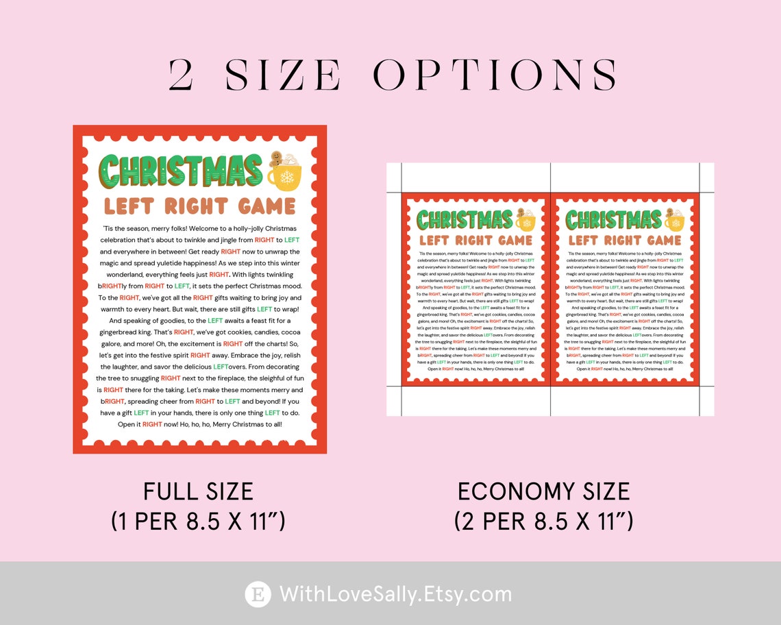 Christmas Left Right Game Christmas Gift Swap Gift Exchange Game