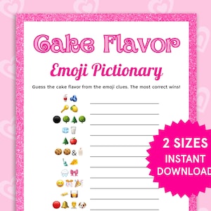Cake Emoji Pictionary Pink Birthday Games Pink Bridal Shower Party Icebreaker Game Fun Bach Games Printable Emoji Game for Kids and Adult