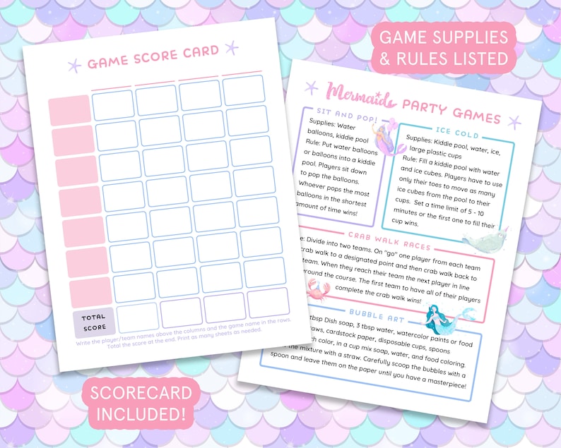 Mermaid Party Games Minute to Win Girls Birthday Game Mermaid Birthday