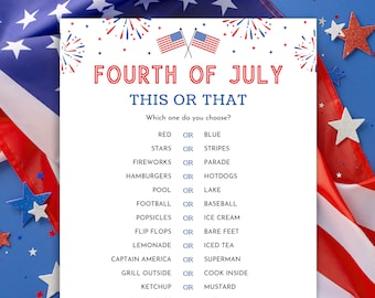 4th of July This or That | Fourth of July Games | 4th of July Activities for Kids, Adults | Would You Rather | Icebreaker Game | Printable