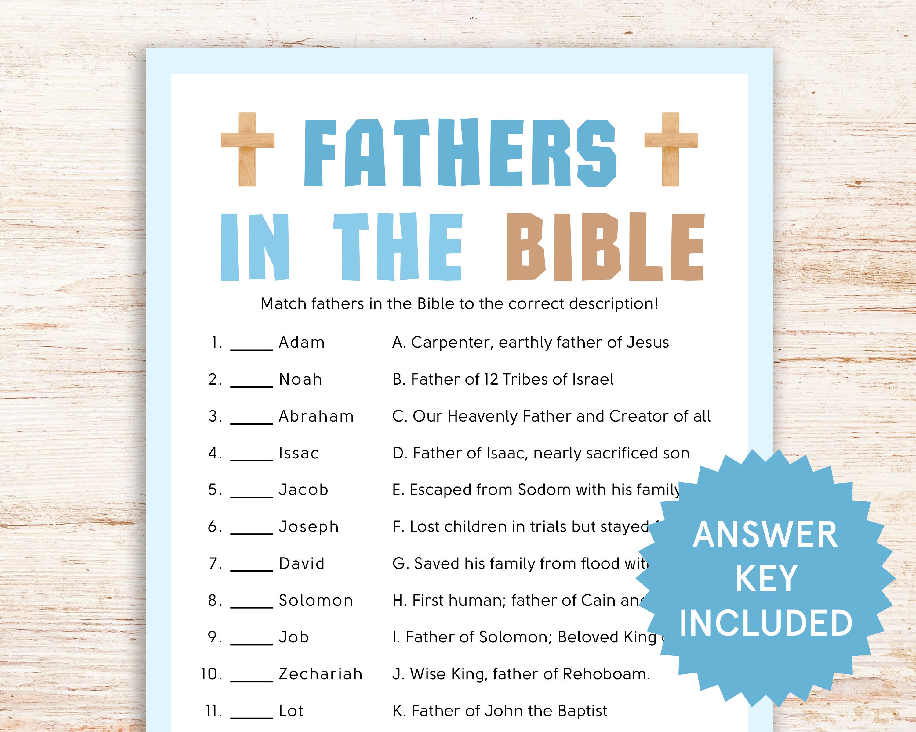 Fathers in the Bible Game Bible Fathers Day Games Activities for Church Games Church Small Group ...