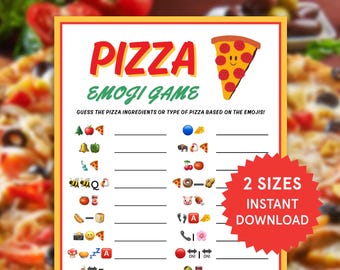 Pizza Emoji Pictionary Game Printable Pizza Party Game for Kids Adults Emoji Game Pizza Themed Birthday Games Family Game Night Pizza Crafts