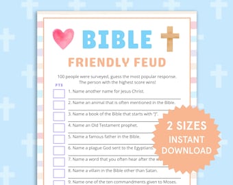 Bible Friendly Feud Bible Games Church Family Feud Church Party Games for Youth Group Womens Ministry Christian Games Bible Study Printables