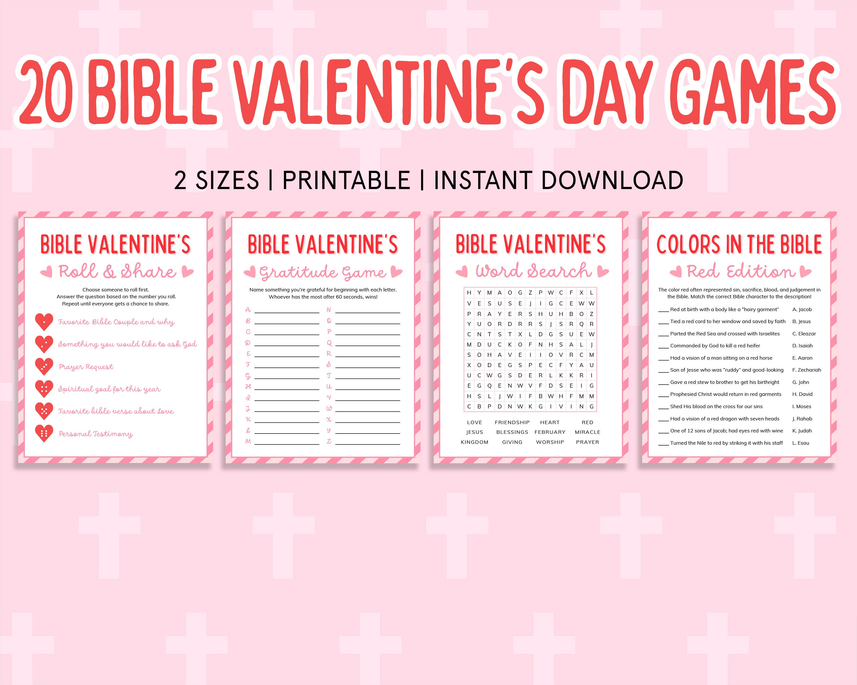 Bible Valentine's Games Bundle Valentines Church Games for Kids ...